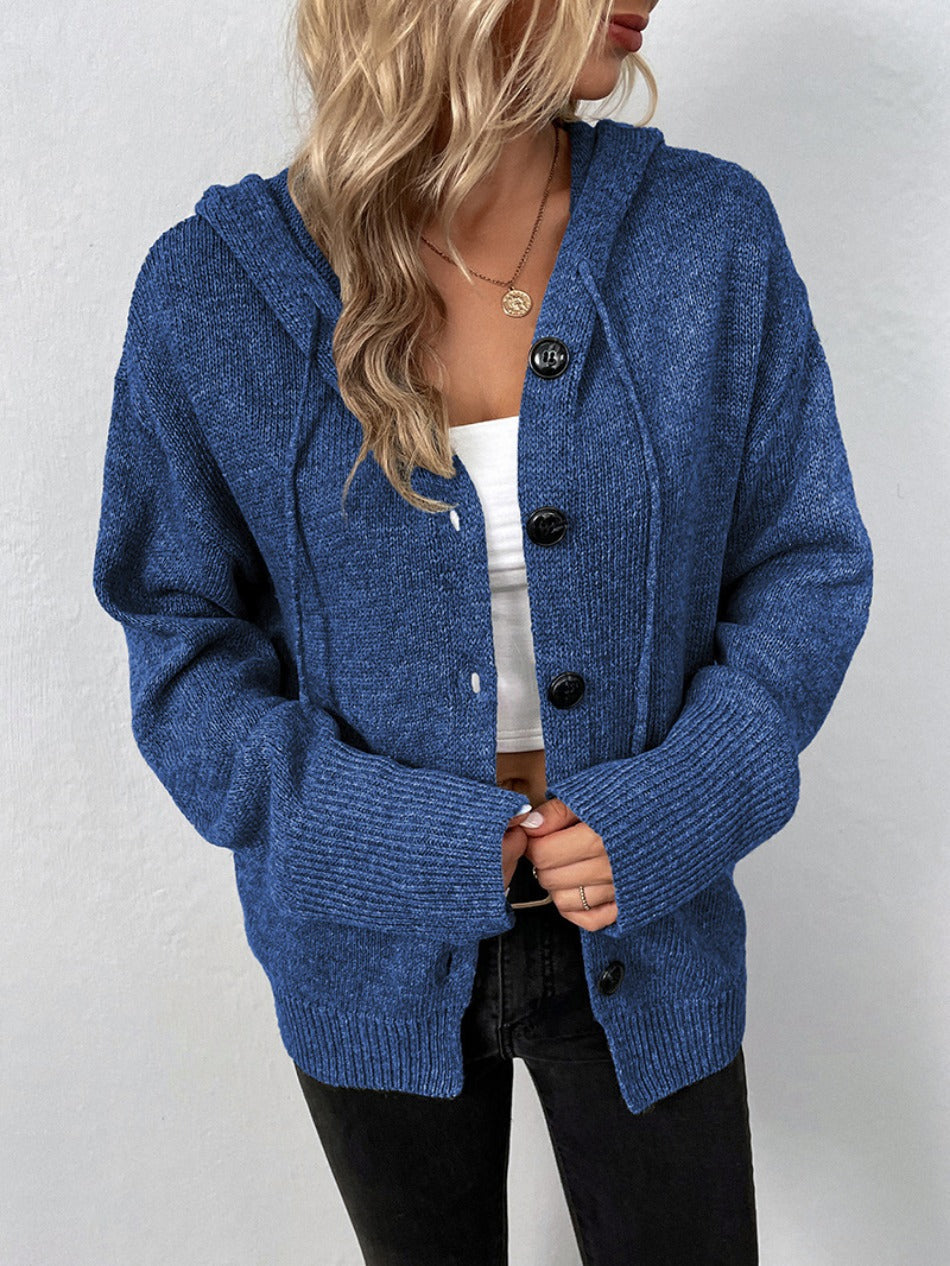 Lotte - Cardigan bleu avec capuche