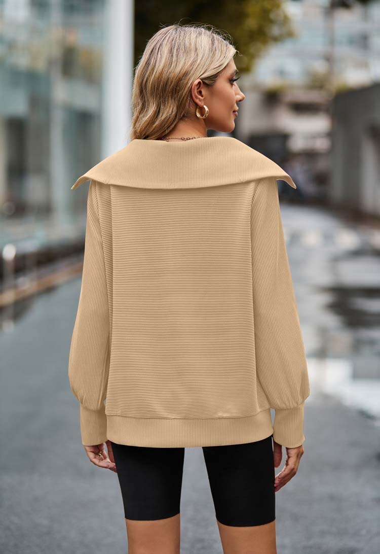 Saskia - Pull zippé beige