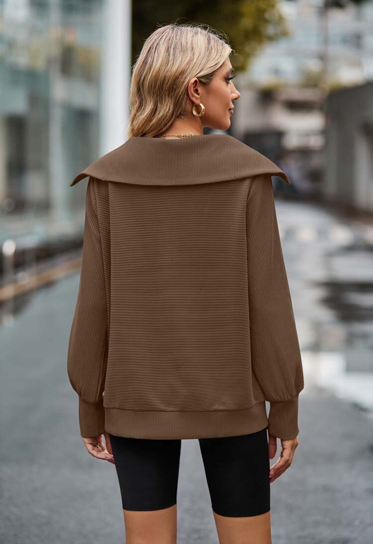 Sienna - Sweat zippé marron foncé