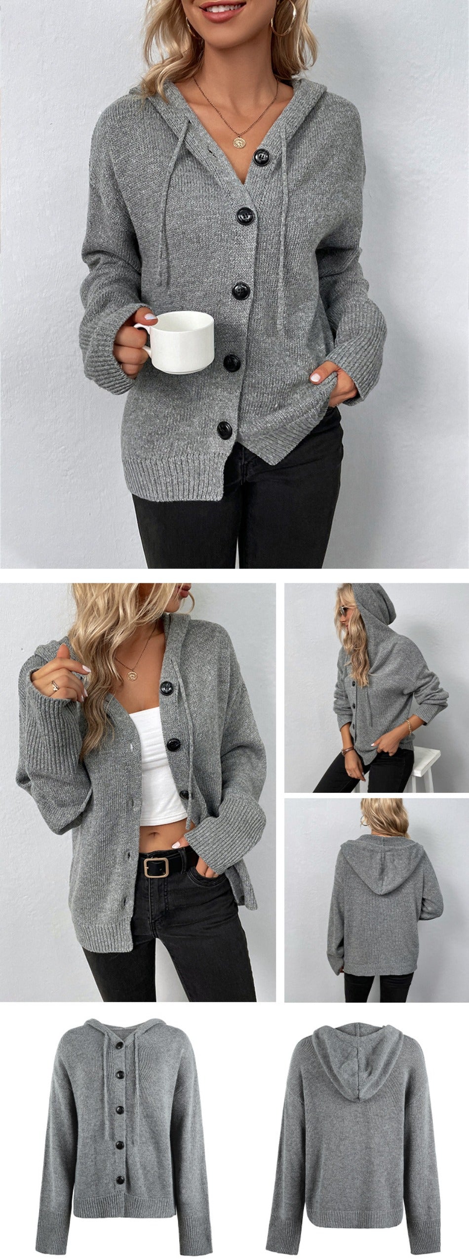 Iris - Cardigan gris avec capuche