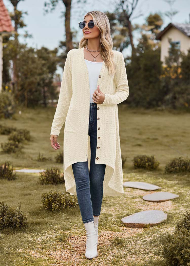 Fleur - Lange Ecru Cardigan