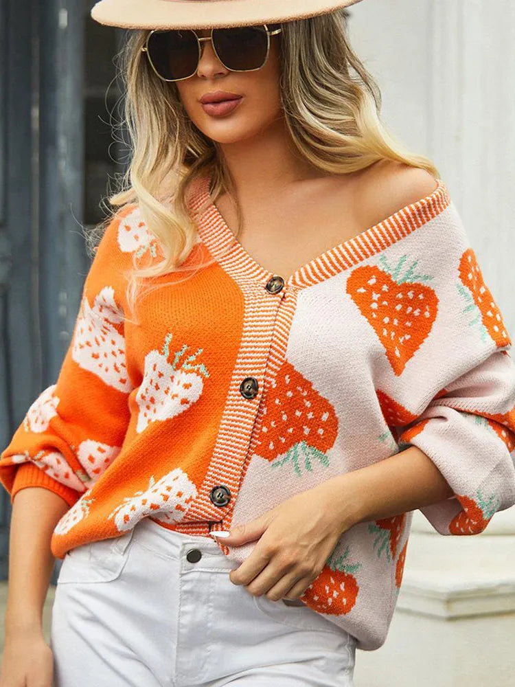 Luna - Cardigan avec des fraises