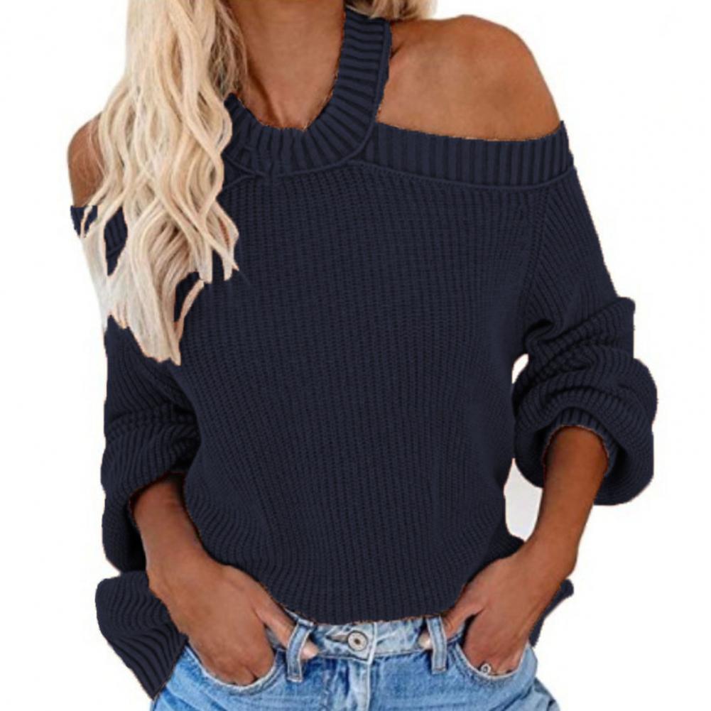 Livia - Pull bleu foncé à épaules ouvertes