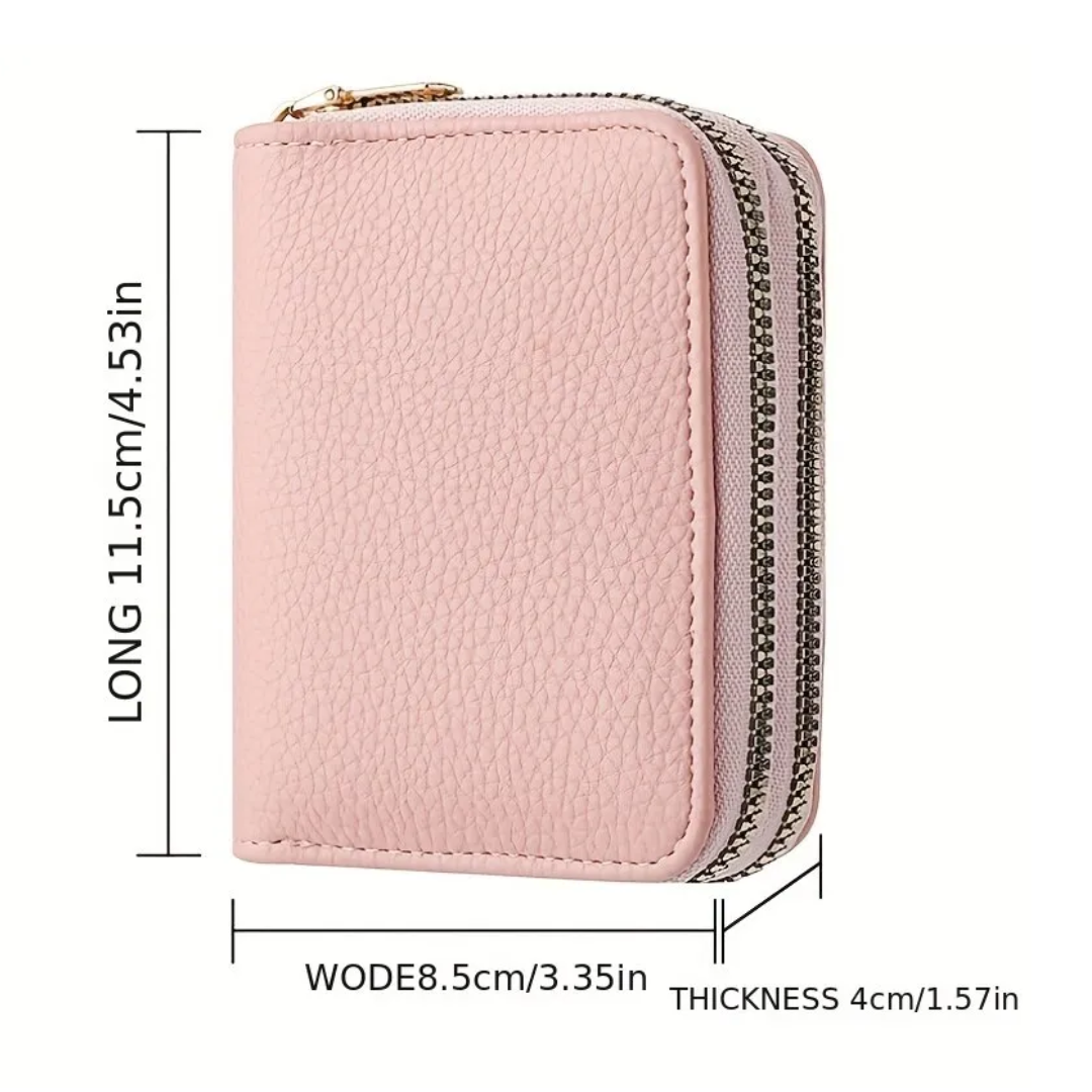 Petit portefeuille à motif litchi - Compact et moderne