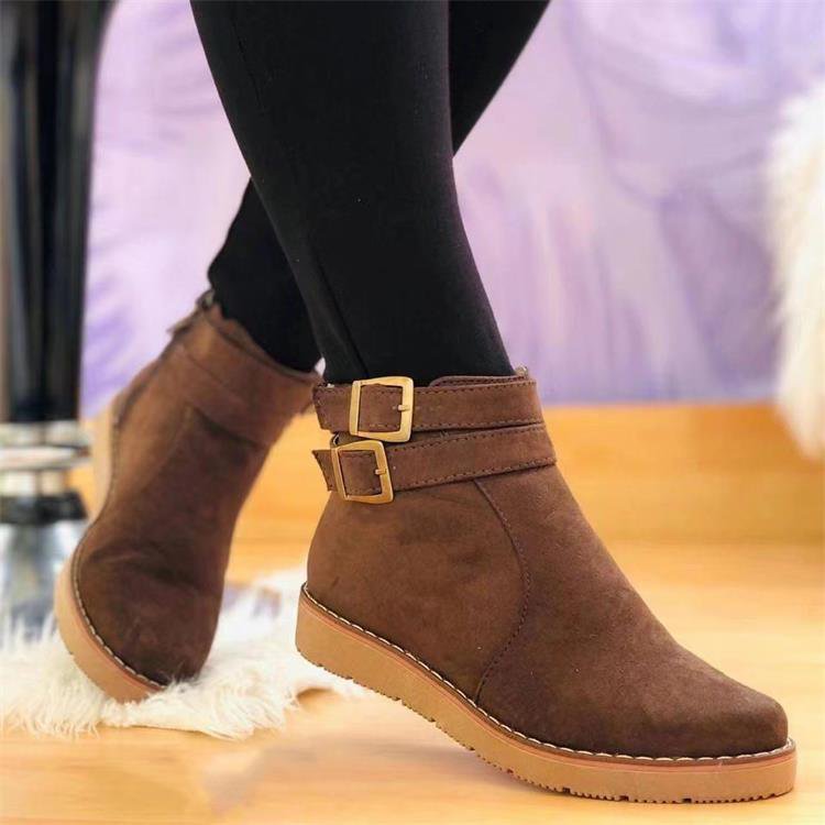 StyleEase - Bottes d'Hiver Décontractées avec Soie, Boucle et Couleur Unie