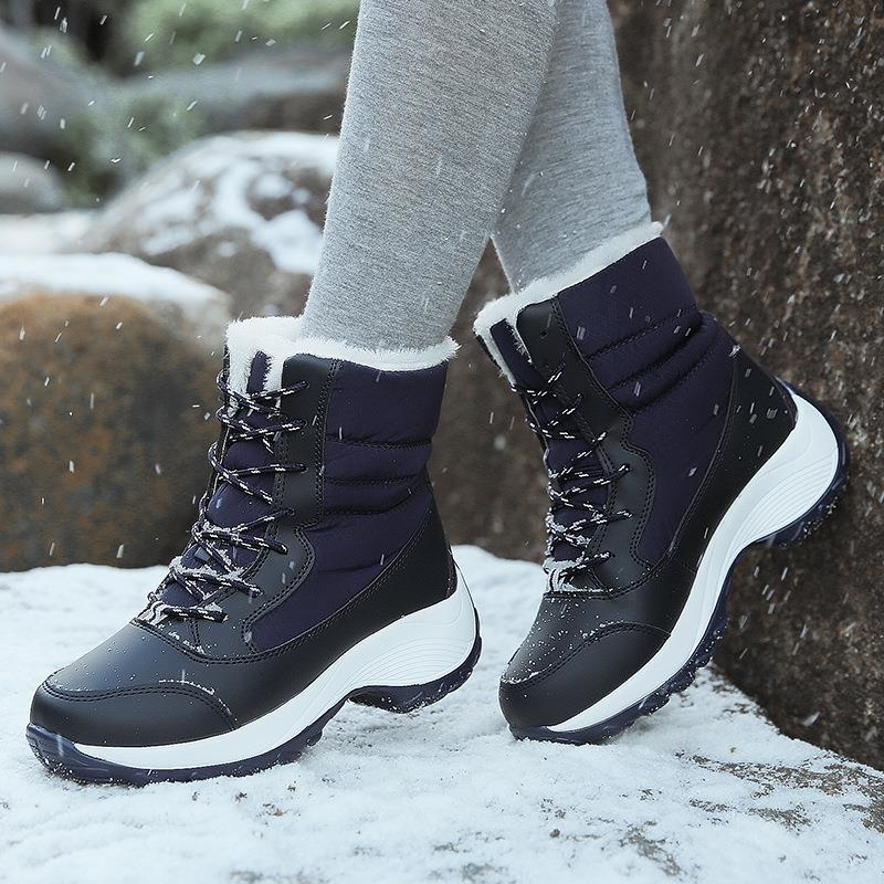 AquaShield - Bottes d'Hiver Noires Résistantes au Vent avec Design Imperméable