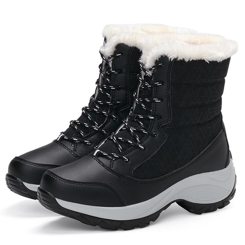 AquaShield - Bottes d'Hiver Noires Résistantes au Vent avec Design Imperméable