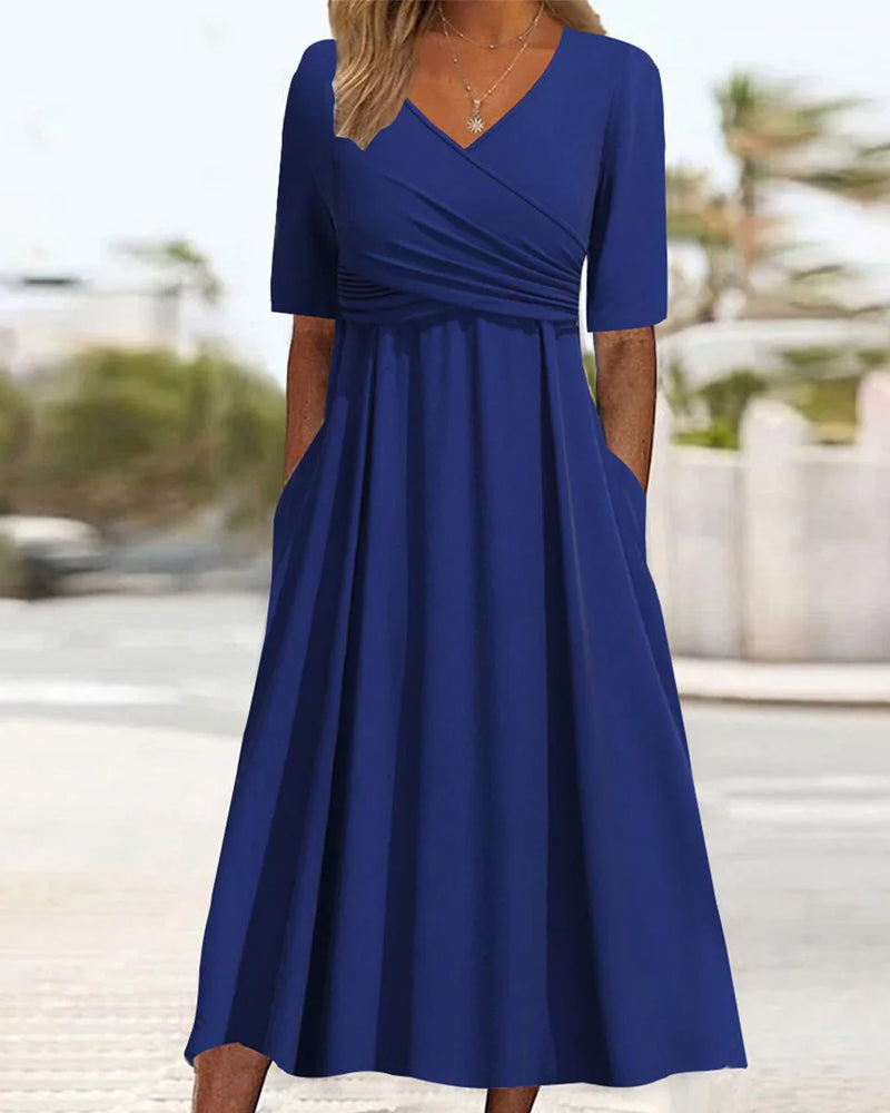 Lina - Robe croisée à manches courtes élégante