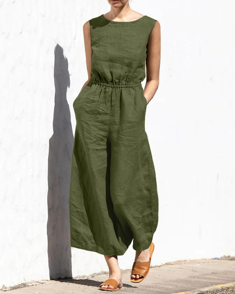 Sarah Jumpsuit - Sans manches et à jambes larges