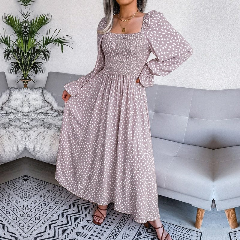 Quill - Robe maxi beige élégante et fluide