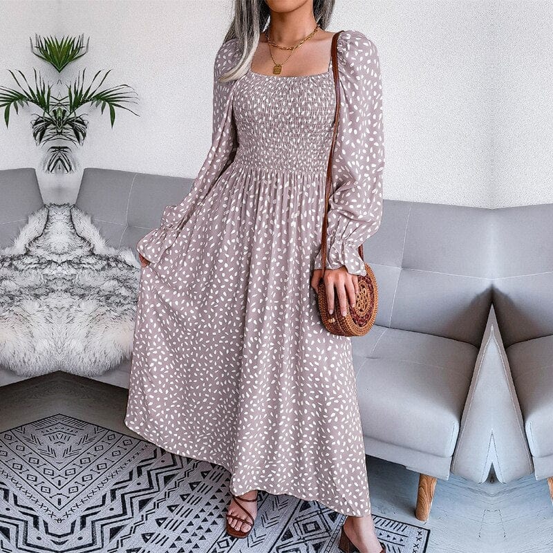 Quill - Robe maxi beige élégante et fluide