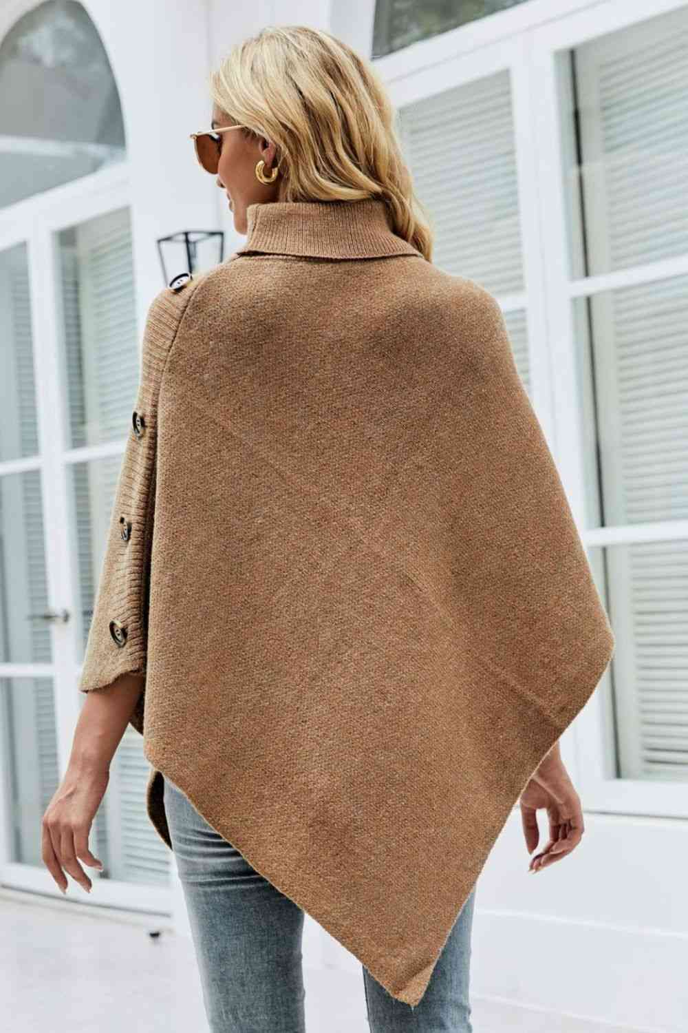 Siena - Poncho avec Col et Détails de Boutons pour un Look Tendance