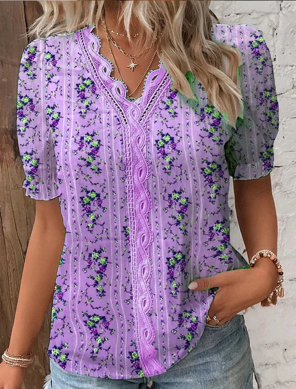 BelleRue - Chemise élégante en dentelle avec décolleté en V