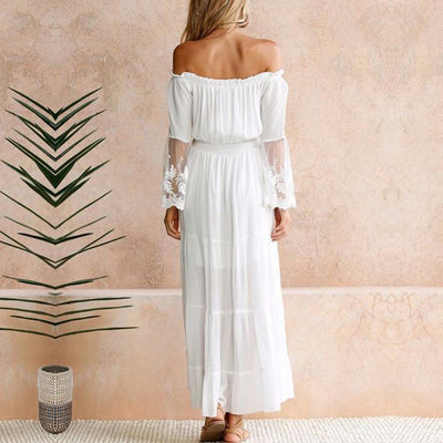 Lara - Robe maxi bohème blanche fluide