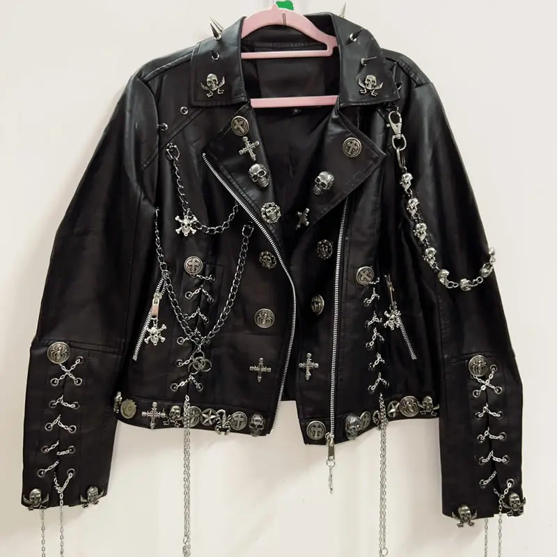 Veste gothique en cuir Raven Skull – Éveillez votre Côté Sombre