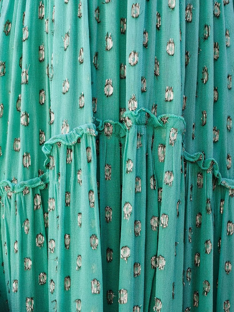 Carmen - Robe maxi verte sans manches sophistiquée