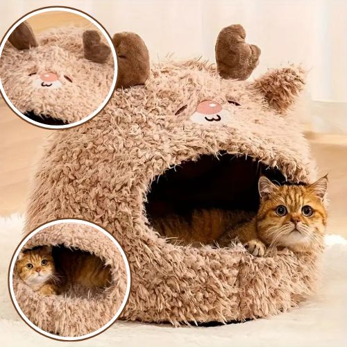 Grotte pour Chat Douillette - Design Inspiré par l’Ours Polaire