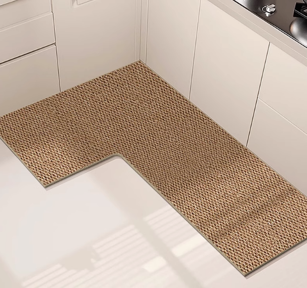 Tapis de Douche SoftCorner - Design en Peluche en Forme de L, Absorbant et Antidérapant