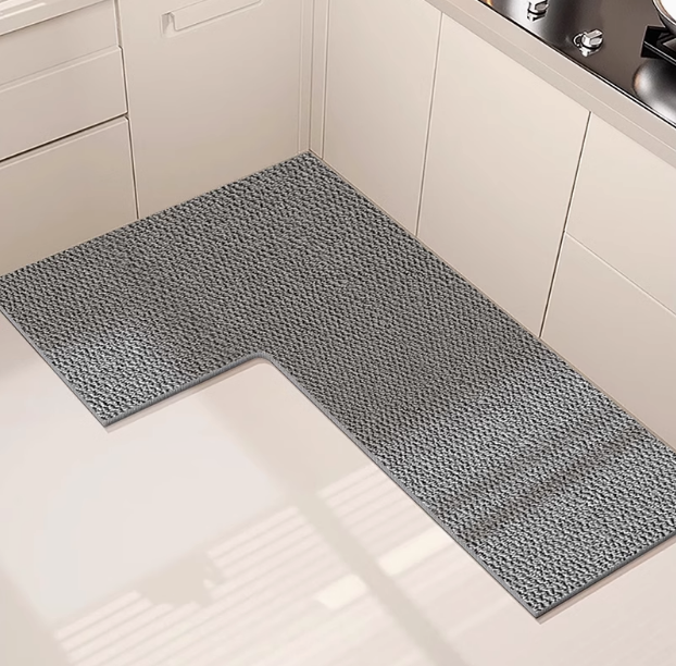 Tapis de Douche SoftCorner - Design en Peluche en Forme de L, Absorbant et Antidérapant