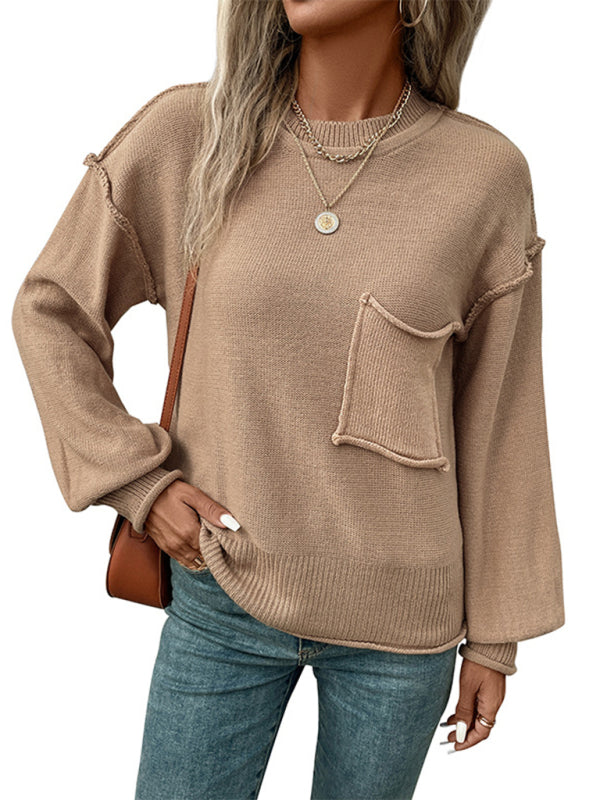 Elise - Pull Élégant à Manches Longues en Couleur Unie - Idéal pour l'Automne et les Jours Confortables