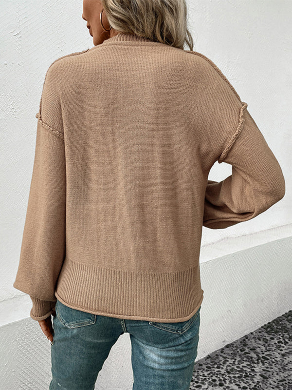 Elise - Pull Élégant à Manches Longues en Couleur Unie - Idéal pour l'Automne et les Jours Confortables