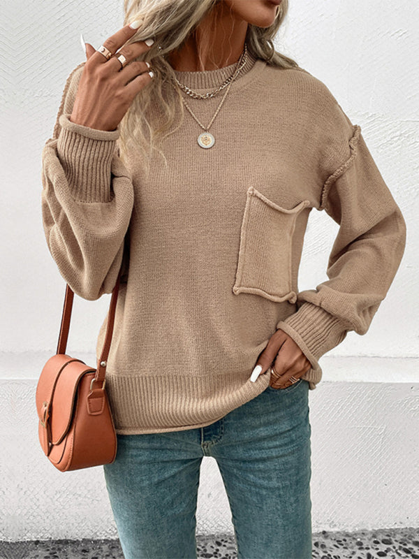 Elise - Pull Élégant à Manches Longues en Couleur Unie - Idéal pour l'Automne et les Jours Confortables