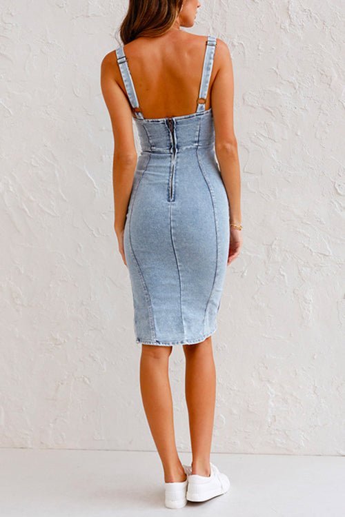 Merel - Robe en denim à bretelles réglables