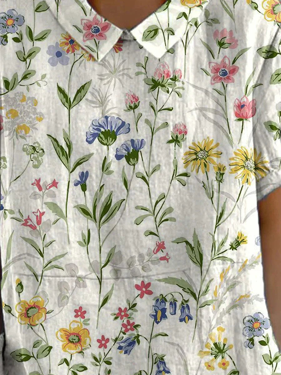 BelleRue - Chemise à imprimé floral rétro pour femmes