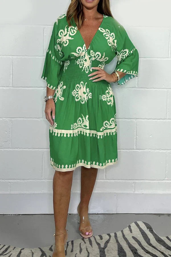 Lisa - Robe imprimée à col en V sophistiquée