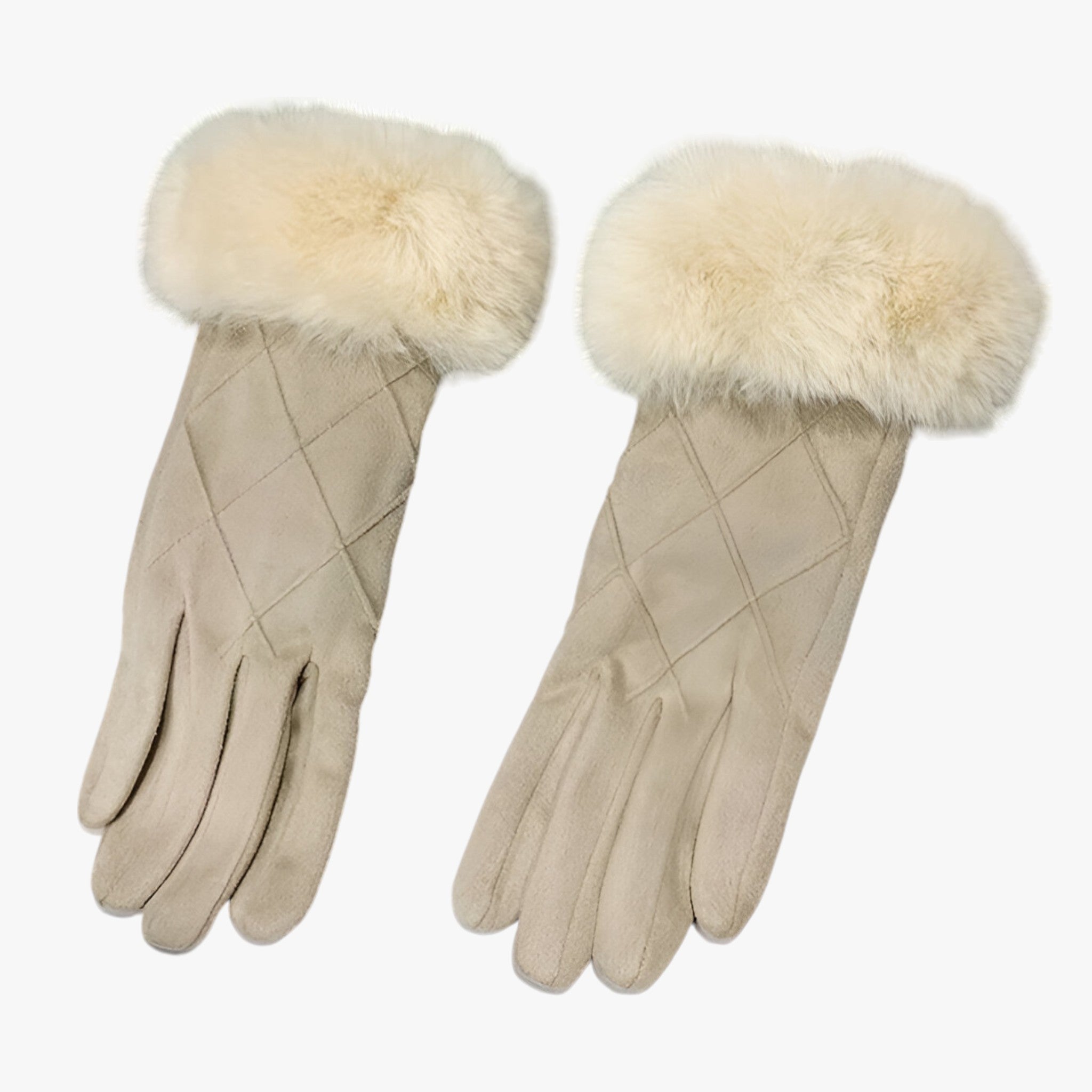 Elise - Gants d'hiver en daim avec motif à carreaux et fonction tactile