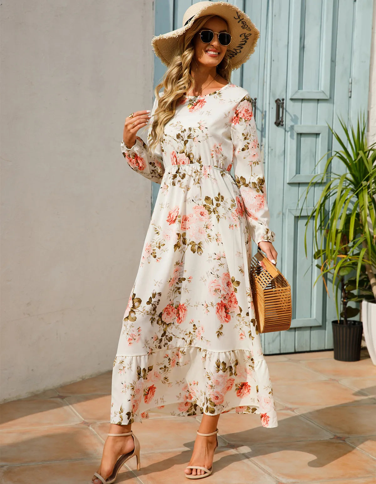 Lani - Robe maxi blanche à imprimé fleuri