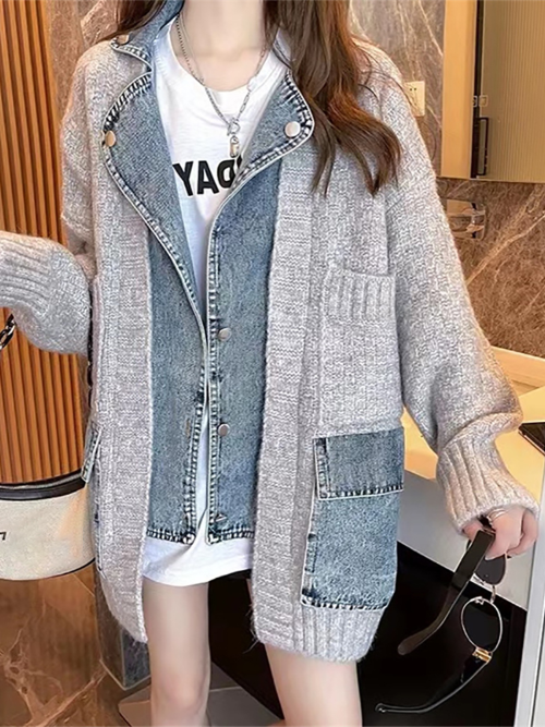 Mila Splicing Denim Vest - Élégant et tendance