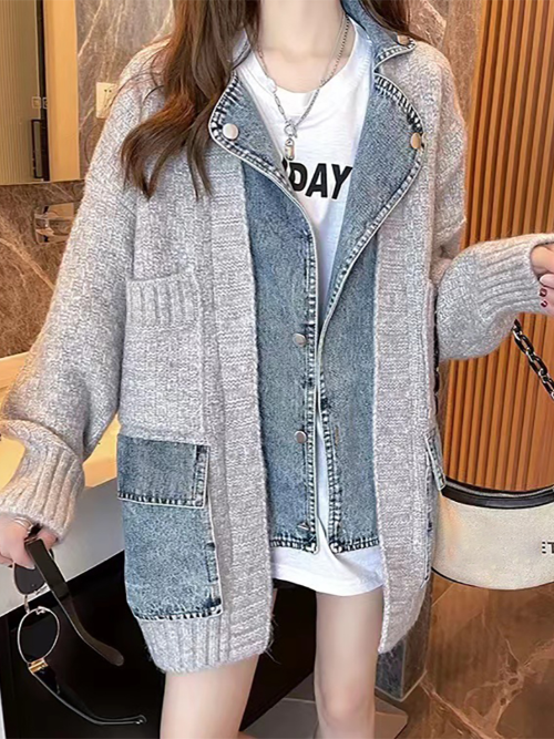 Mila Splicing Denim Vest - Élégant et tendance