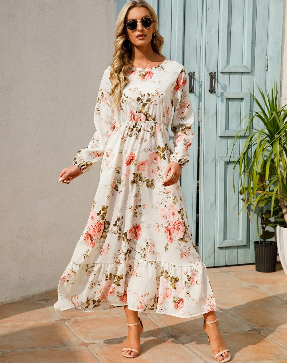 Lani - Robe maxi blanche à imprimé fleuri